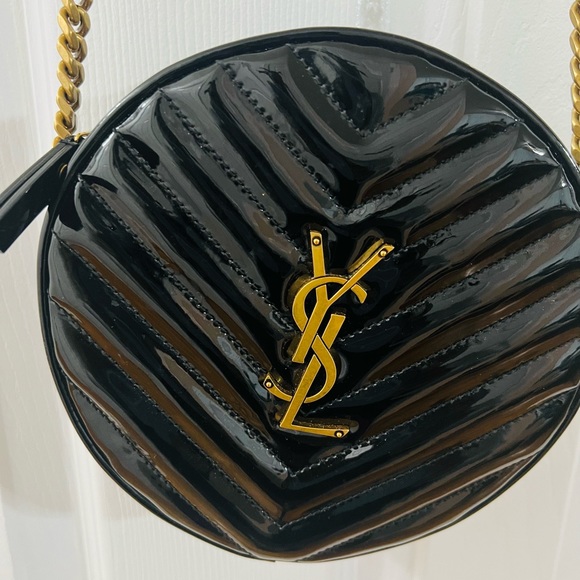 Yves Saint Laurent Handbags - Vinyls YSL Matelasse Quilted Patent Leather Round Crossbody
